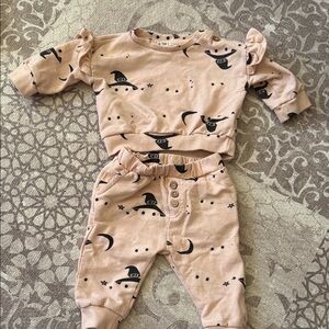 Jessica Simpson Pink Baby Outfit with Witch Hat Print